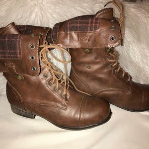 Brown and Plaid Combat Boot